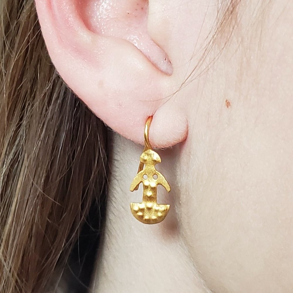 24k Solid Yellow Gold Earrings - image 6